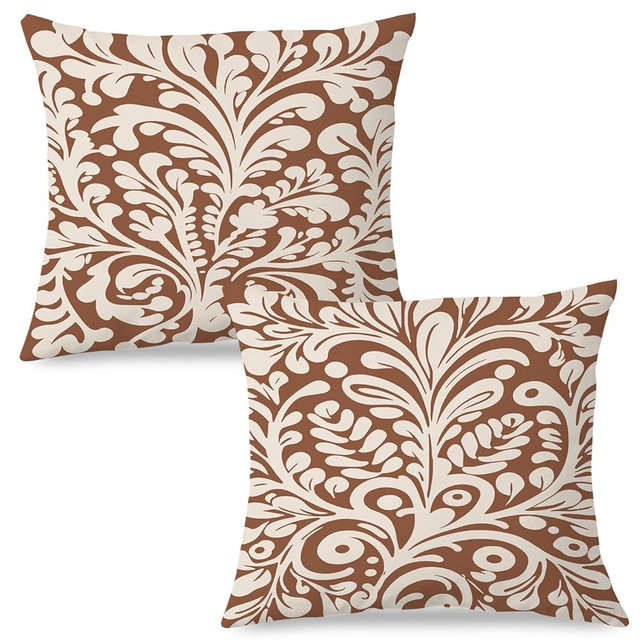 SPBL&L Mexican Pillow Covers 18x18, Talavera Decor, Mexican Decor for Home, Mexican Gifts for Women, Spanish Style Terracotta Burnt Orange Throw Pillow Covers, Set of 2