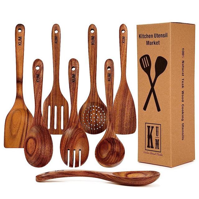 8 Pcs Teak Wood Kitchen Utensils Set