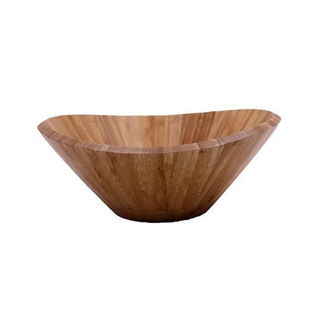 Wooden Salad Bowl with Wooden Salad Servers, Large Bamboo Salad Bowl Set with Wooden Salad Spoon & Wooden Salad Fork, Wooden Salad Bowl for Salad, BBQ’s, Chips, Snacks & Popcorn - Salad/Snack Bowl