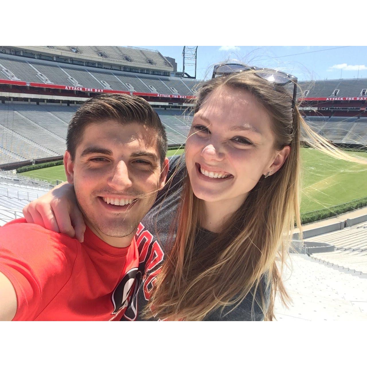 Celebrating Chris's new job as a Georgia Bulldog!