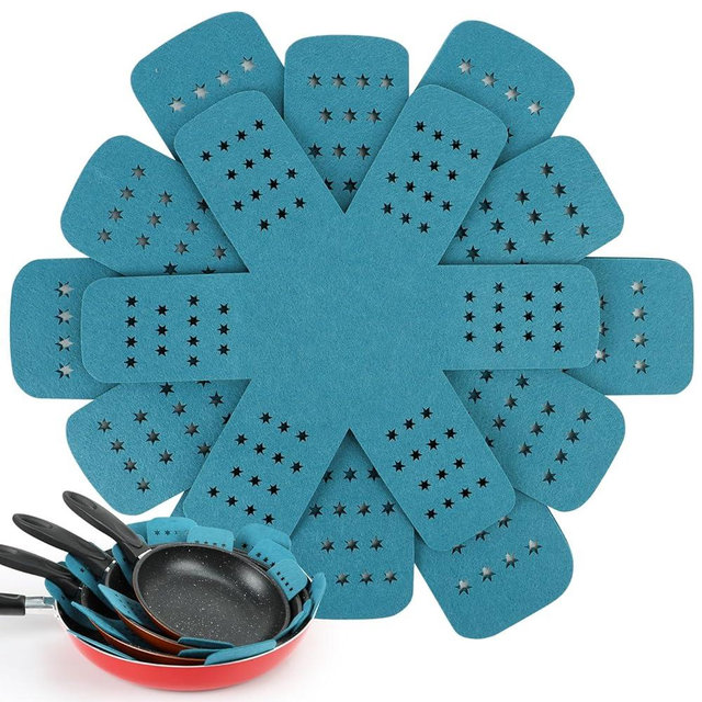 BYKITCHEN Pan Protectors for Stacking, Pan Pot Separators Pads with Stars, Felt Pot Divider Protectors for Stacking and Protecting Your Cookware(6pcs & 3 Sizes)