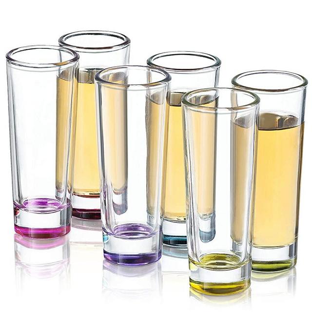 JoyJolt Hue Colored Shot glass Set, 6 Piece Shot Glasses - 2-Ounces.