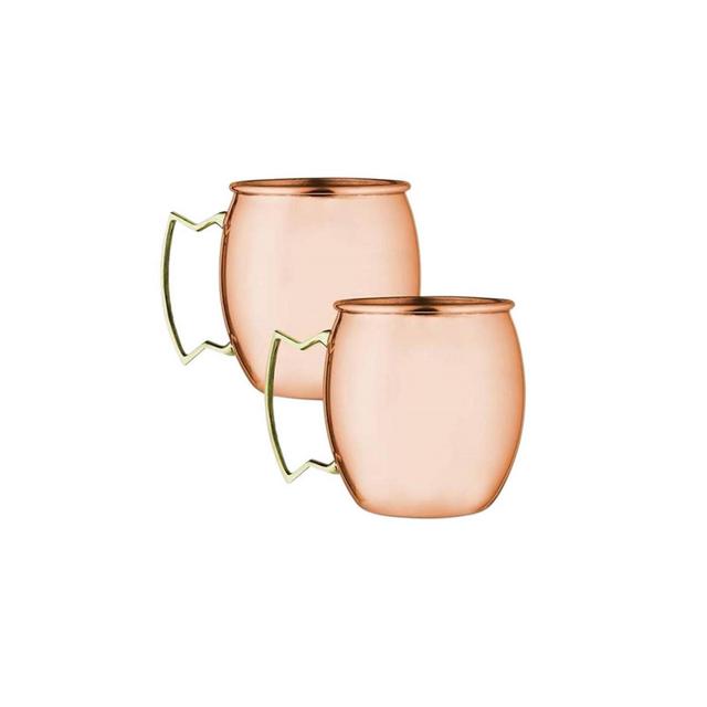 Set of 2 Modern Home Authentic 100% Solid Copper Moscow Mule Mug - Handmade in India