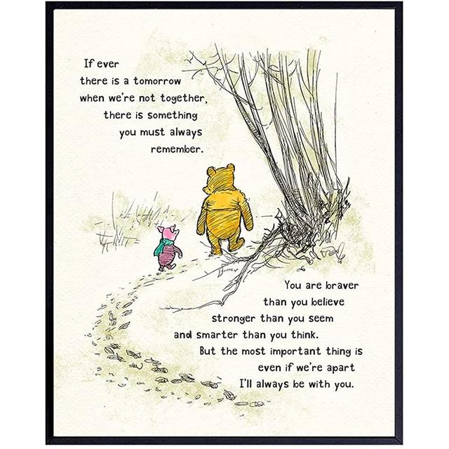 Winnie Wall Art - Pooh Kids Room Decor - Boys Room Decor - Little Girls Bedroom Decor - Baby Nursery Decor - Wall Decor for Toddlers - Inspirational Positive Quotes Picture Poster print
