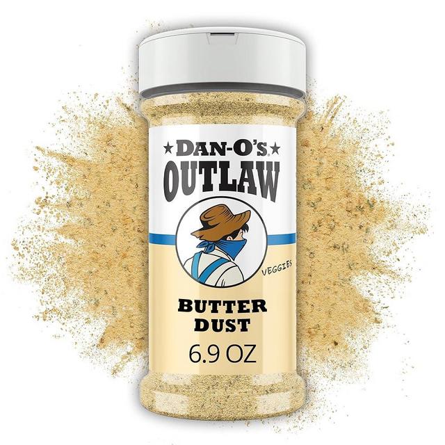 Dan-O's Outlaws Butter Dust Seasoning, 6.9 oz Bottle, Buttery All Purpose Seasoning for Chicken, Veggies, Popcorn and More, Sugar Free, Zero Calorie, This Spice Blend Adds Rich Flavor Without the Mess