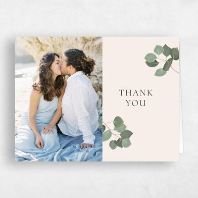 Linen, Beige Wedding Thank You - Bransford Photo