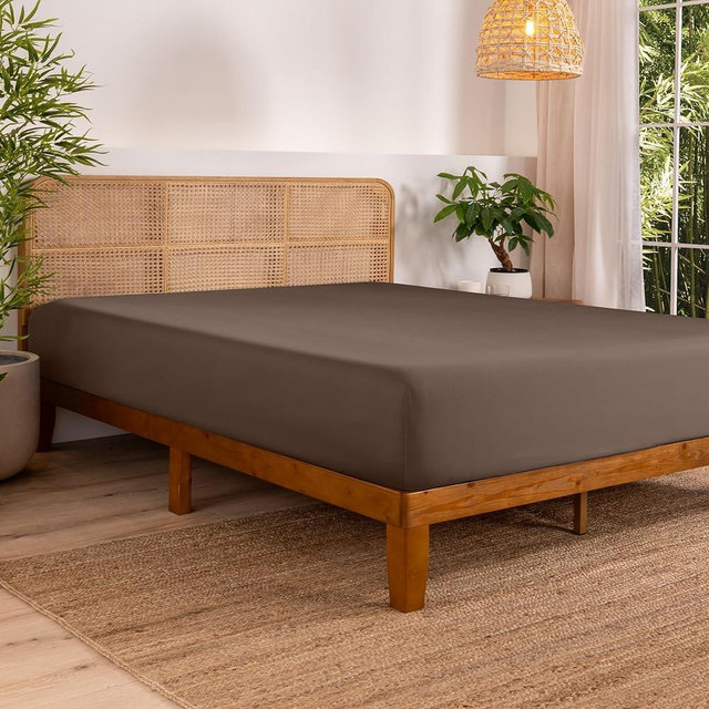 Bare Home 100% Rayon Made from Bamboo Luxury King Fitted Sheet - Deep Pockets - Cooling Sheet - Breathable - Easy Fit - Soft Bedding Bottom Sheet (King, Taupe)
