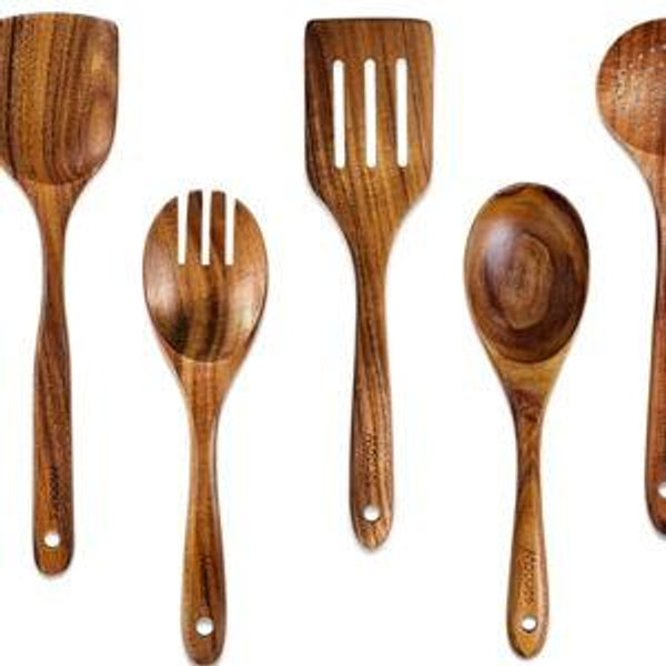 Multifunction Wooden Spatula Spoon Rice Scooper, Great for Cooking and Serving, Mixing, Scoop, and Scrape, Nonstick Cookwares, BPA-Free, Heat Resistant Teak Wood Spatula for Kitchen Use