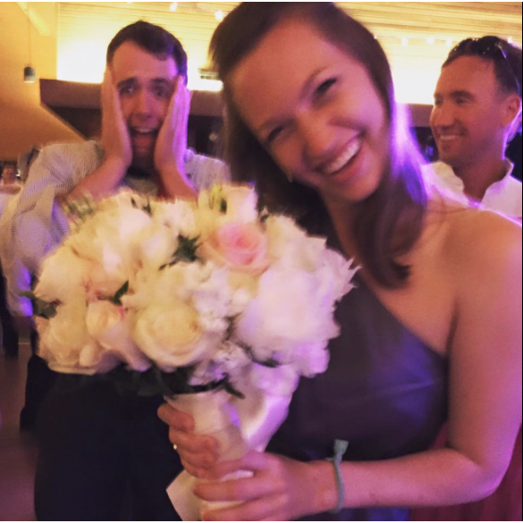 Back when Alex caught the bouquet and Jak pretended to be upset about it.