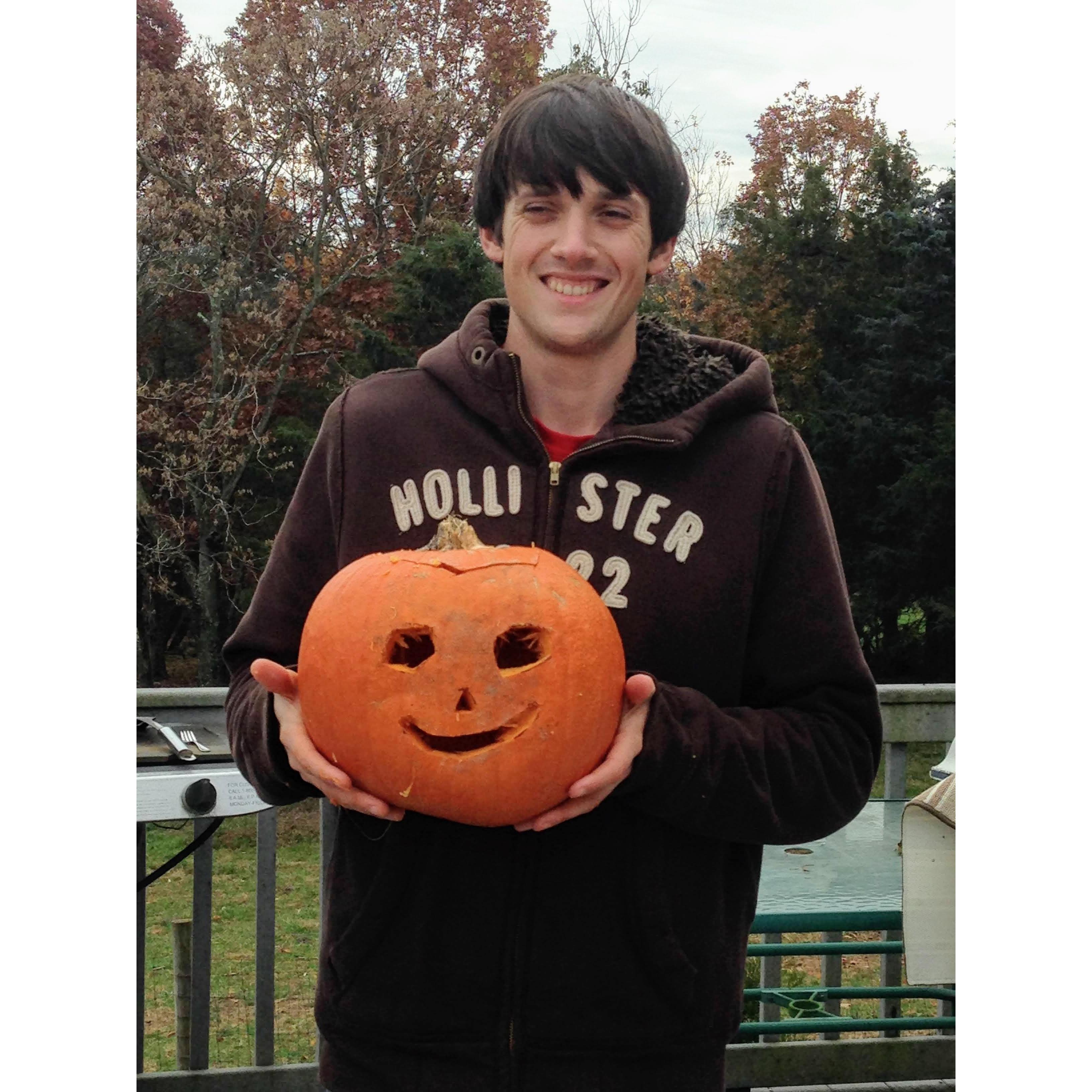Nathan got to carve his first Jack-O-Lantern at Jessie's house. It turned out beautiful! - Oct. 2015