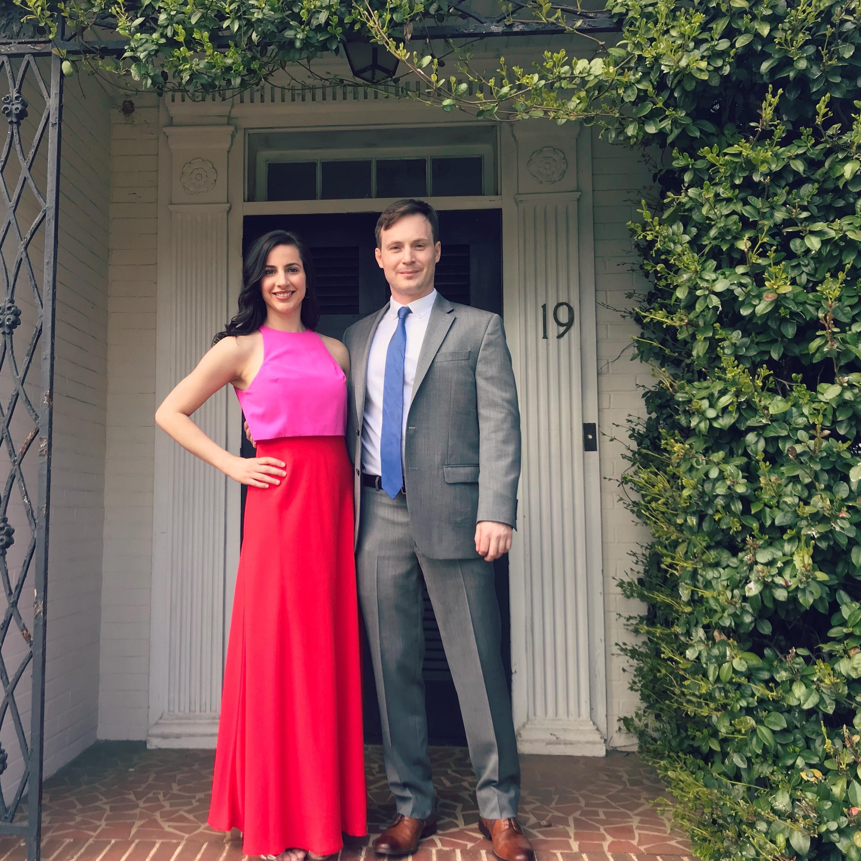 At Russ's family home before a wedding in Greenville, SC