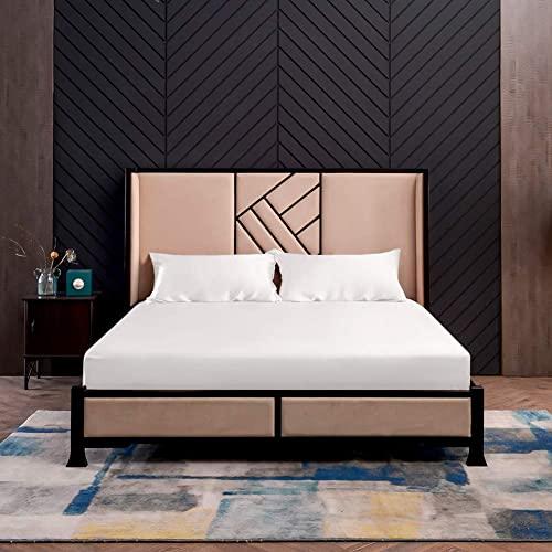 THXSILK 3 Pcs 100% Silk Fitted Sheets Set, 2 Pillowcases, 16 inch Deep Pockets, Luxury Soft Top Grade 19 Momme Mulberry Silk - White, Queen