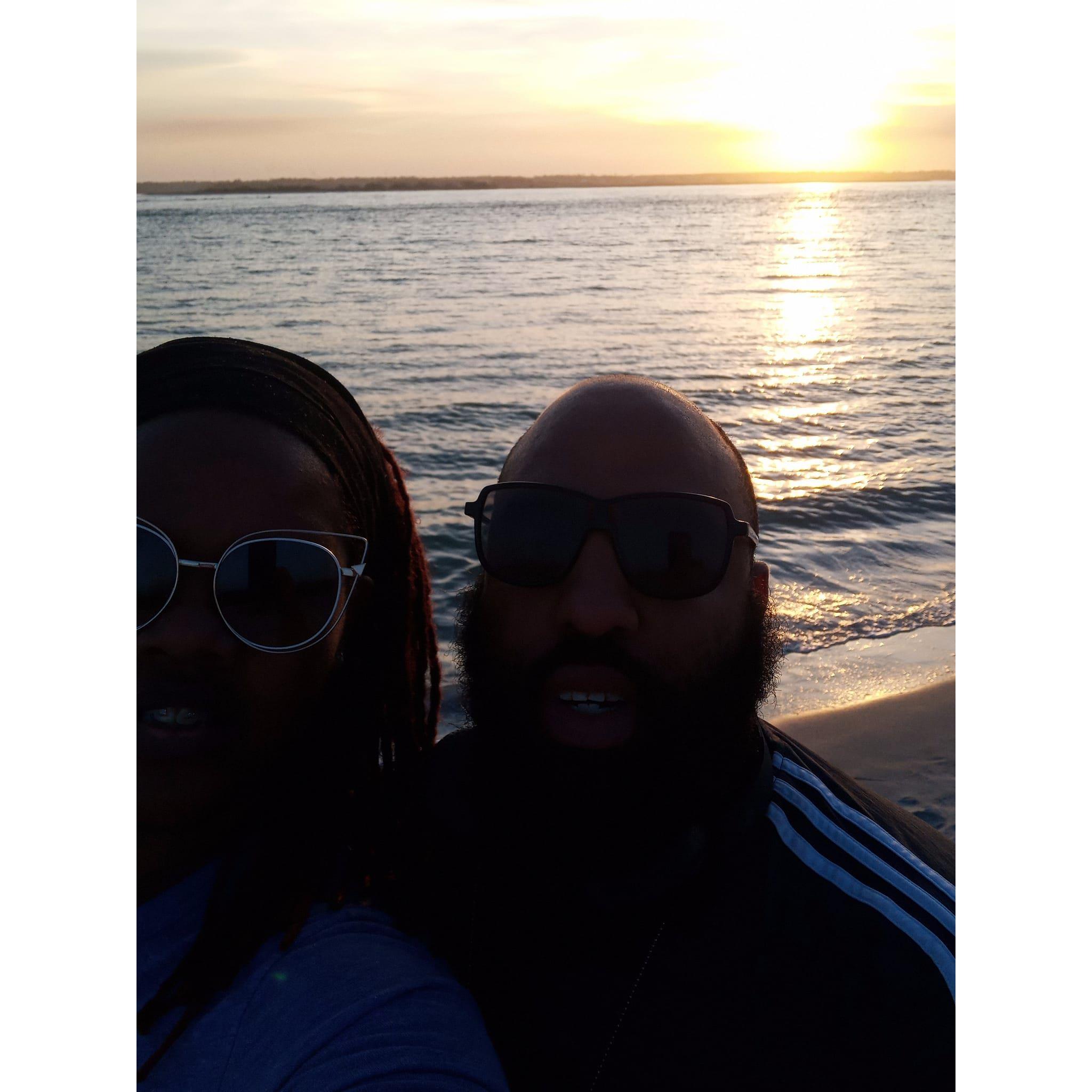 At our favorite place.. The beach! Beautiful sunset.