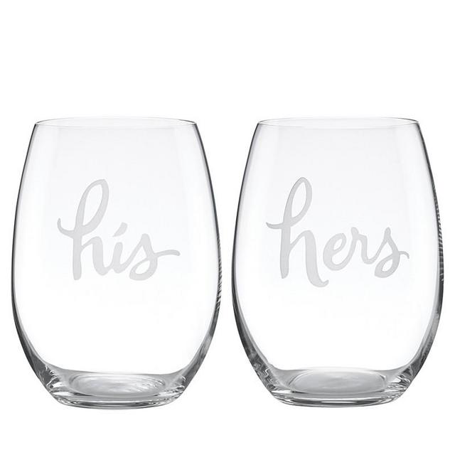 kate spade new york - Two Of A Kind His & Hers Stemless Wine Glass, Set of 2