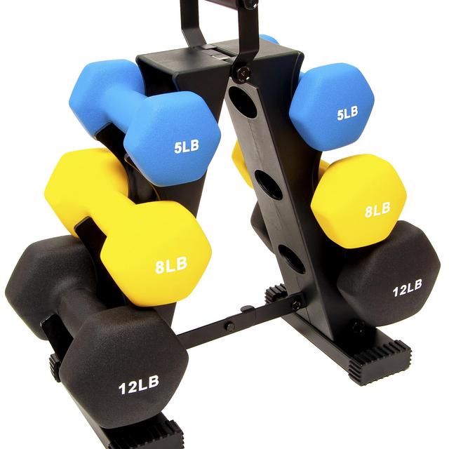 BalanceFrom Colored Neoprene Coated Dumbbell Set of 3 Pairs with Stand, Multiple Sizes