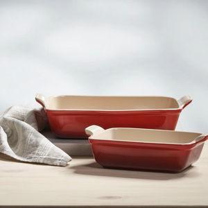 LE CREUSET - Stoneware Heritage Set 3 Rectangular Dishes, Cerise