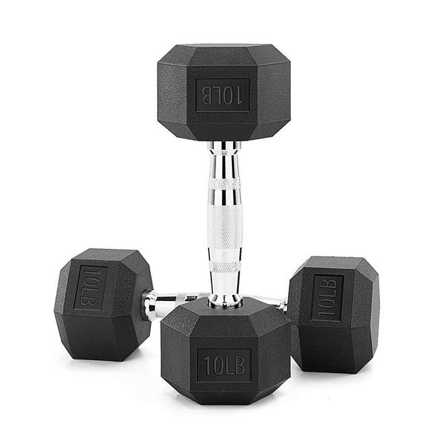 Bronze Times 20 15 10 5 LB Dumbbells Set of 2, Hex Dumbbell Free Weights Solid Steel Hand Weights Dumbbells Set, PVC Encase Coating Black 25 10 5 Pound Dumbbell Weight to Choose - Single or Pair