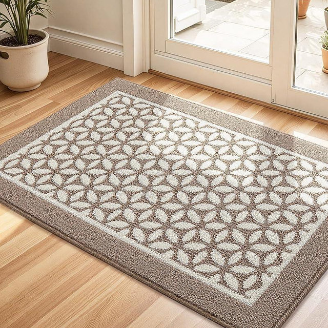 Color&Geometry Indoor Door Mat with Low Profile Design, Washable and Durable, Perfect for Front Door or Indoor Use, Easy to Maintain and Space Saving,24"x36", Beige