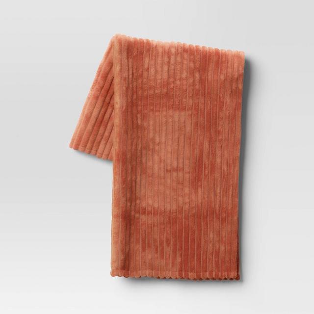 Channeled Plush Throw Blanket Terracotta - Room Essentials™