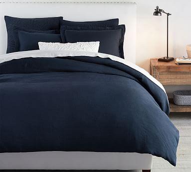 Belgian Flax Linen Duvet Cover Shams - Midnight