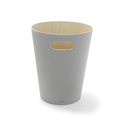 Umbra, Grey Woodrow, 2 Gallon Modern Wooden Trash Can Wastebasket or Recycling Bin for Home or Office