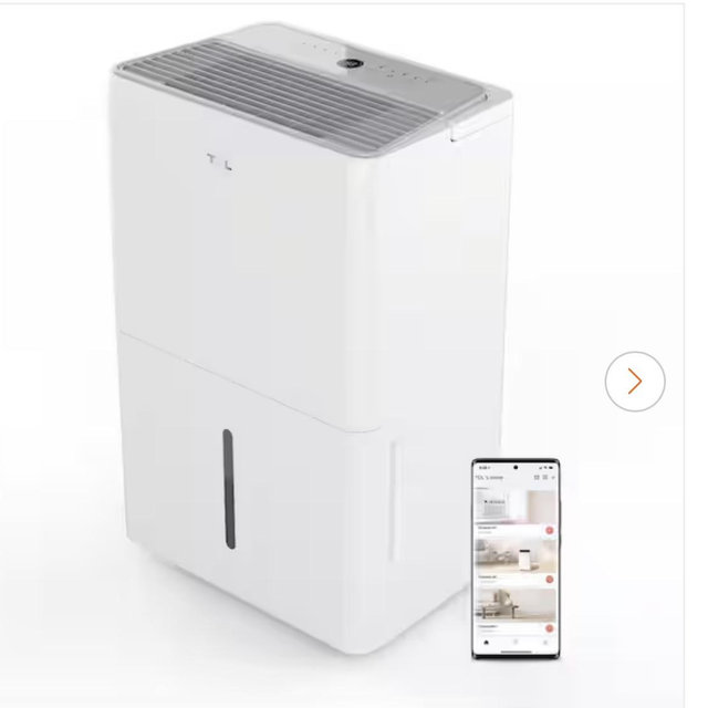 TCL 25 pt. 2000 sq. ft. Smart Dehumidifier, Ultra-compact in. White H25D44W
