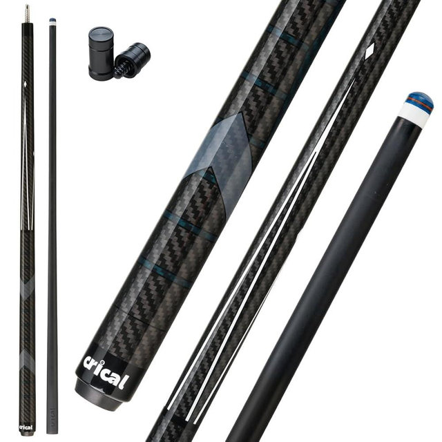 CRICAL Carbon Fiber Pool Cue Stick 58" Billiard Cue Sticks Professional Low Deflection Pool Sticks with 3/8 * 8 Pin Joint and 12.5mm Tip