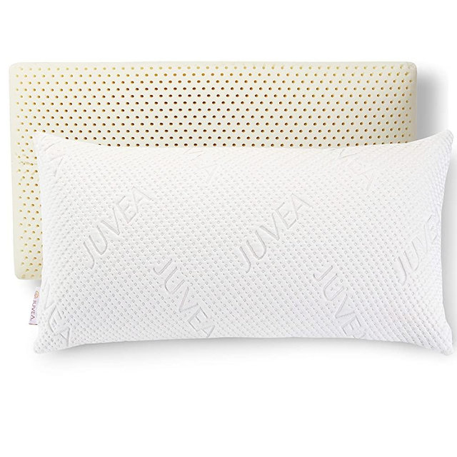 JUVEA – 100% Natural Talalay Latex Pillow – Medium Firmness High Loft King Pillow with Cooling Technology – Removable Machine Washable Tencel Cover – Oeko-TEX Class 1
