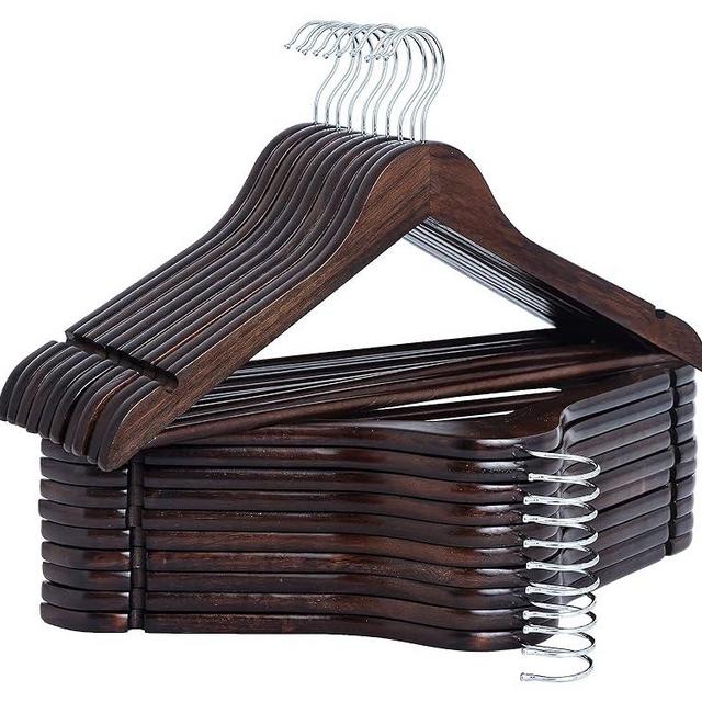 StorageWorks Wooden Coat Hanger, Wood Clothes Hangers 20 Pack, Walnut Color, Natural Wood Hangers for Coats, Shirts, Jackets, Pants, Suits