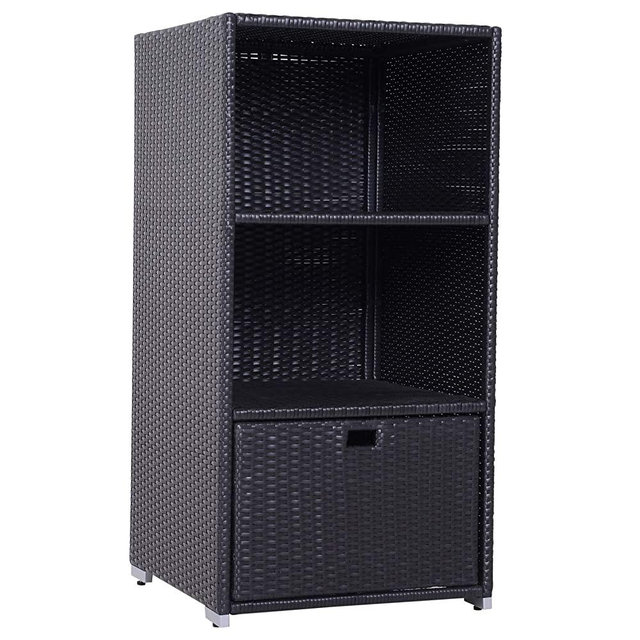 Outsunny Outdoor Towel Storage Valet Holder, Poolside Rattan Organzier Cabinet for Space Saving Design, Espresso