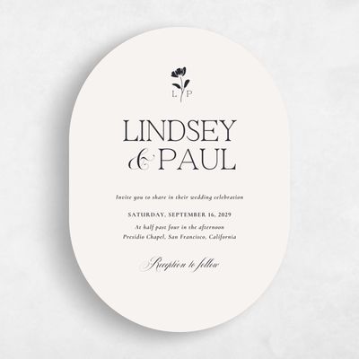Beige Oval Wedding Invitation - Kendall Portrait
