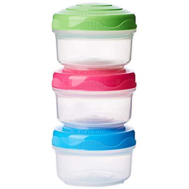 Sistema To Go Collection Mini Bites Small Food Storage Containers, 4.3 oz./127 mL, Pink/Green/Blue, 3 Count