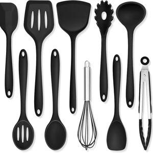 Silicone Cooking Utensils, 10 piece, Black