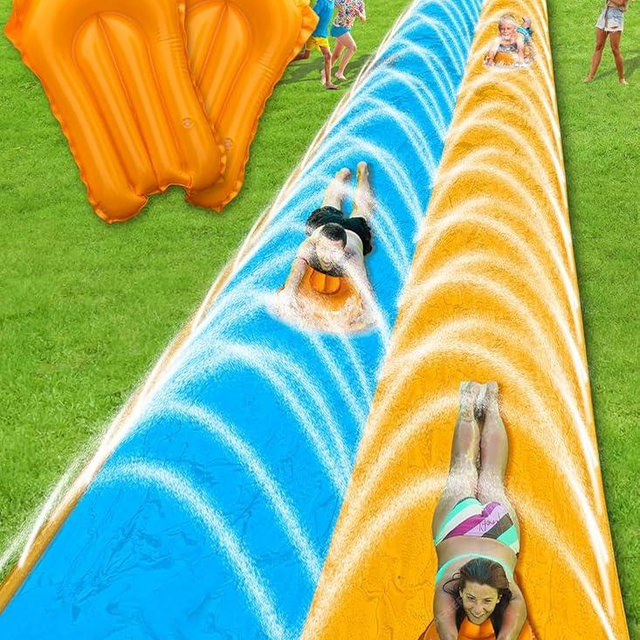 Spring Water 40FT Slip and Water Slide, Extra Long Slip n Water Slide for Kids and Adults, 2 Inflatable Bodyboards and Sprinkler, Giant Summer Heavy Duty Water Slides Outdoor Toys for Backyard
