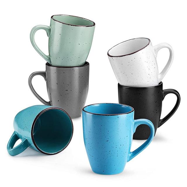 vancasso Coffee Mugs, 12 oz Mugs Set of 6, Ceramic Coffee Mug with Large Handle for Women and Men, Coffee Cups Set for Cappuccino, Latte, Tea, Dishwasher, Oven, Microwave safe, Assorted Color