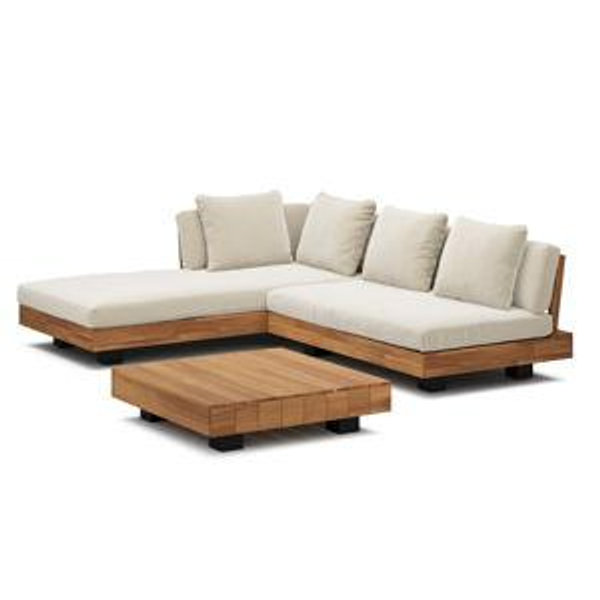 Lubek 82.5" Outdoor Low Left Sectional Set - Dravite Ivory