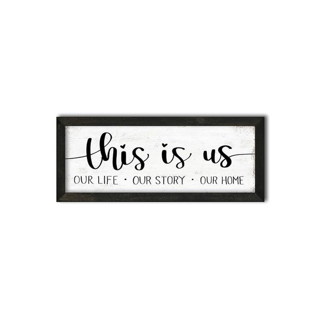 This is Us Our Life Our Story Our Home Wall Decor:Rustic Family Signs Wall Decor for Living Room Inspiration Wall Art Farmhouse Country Family Plaques for Home Entryway Decor Framed 6" x 14.5"