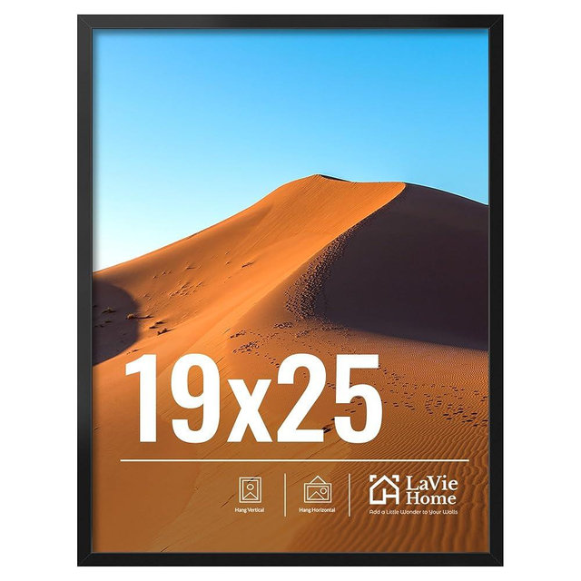 LaVie Home 19x25 Picture Frame for Wall Display, 19x25 Black Picture Frame with HD Plexiglas, 19 x 25 Poster Frame 1 Pack, Display Frame for Vertical or Horizontal, Classic Collection