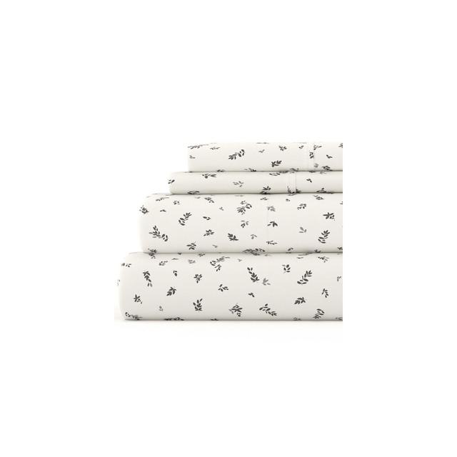 Becky Cameron, Easy Care, Spotted Leaves Pattern Sheet Set, King, Light Gray