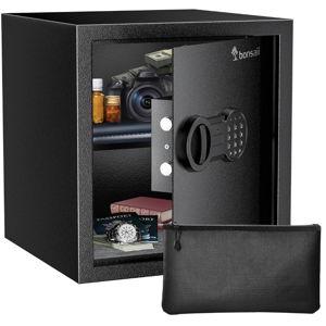 Bonsaii Security Safe Box with Money Bag, 1.28 Cubic Feet Large Document Safe Box for Home, Digital Keypad Lock, Removable Shelf for Money, Medicine, Valuables, 12.99 x 14.17 x 12.99 Inches