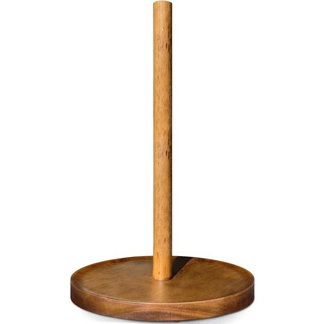 NESAPTO Wood Paper Towel Holder Countertop, Wooden Freestanding Paper Towel Roll Stand for Kitchen Bathroom, Brown