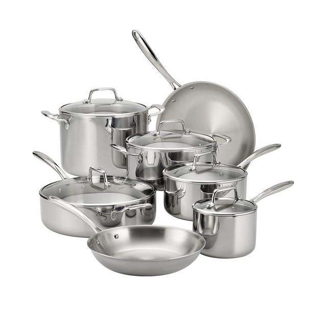 Tramontina TriPly Clad Stainless Steel Glass Lid 12 Pc Cookware Set