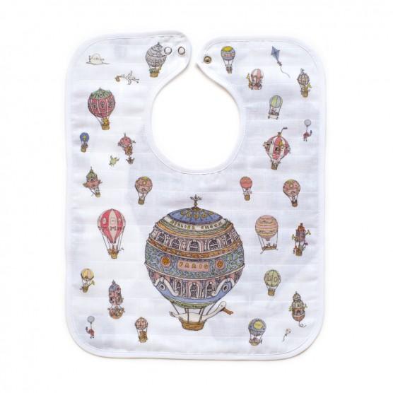 Large Bib - Hot Air Balloons Organic Cotton Bib by Atelier Choux