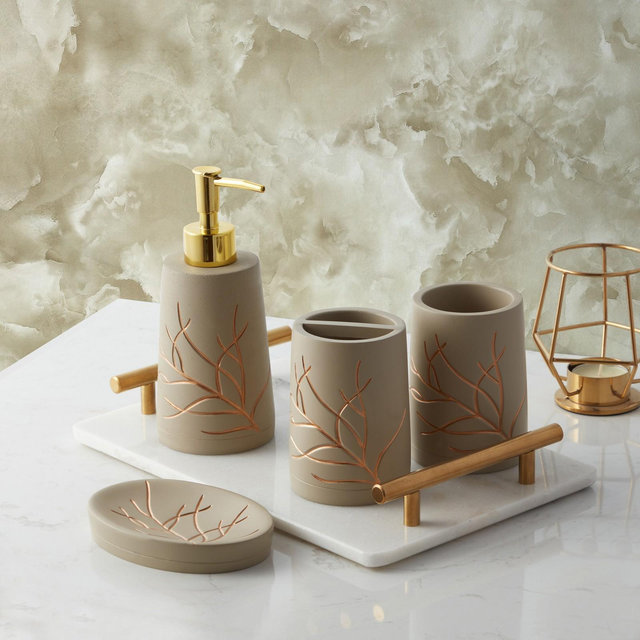 Sweet Home Collection - Branches Bath Accessory Collection, 4 Piece Set