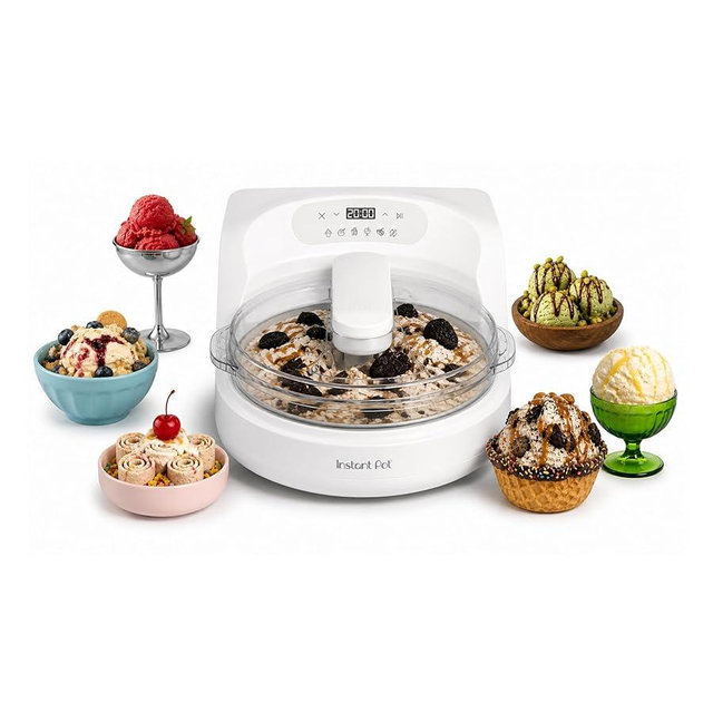 Instant Pot InstantChill Ice Cream Maker with Built‑In Compressor, No Pre‑Freezing, Real Ice Cream in Minutes*, Gelato, Sorbet, Rolled, Non‑Dairy, Mix‑Ins, Easy Clean Up, Quiet, Makes Up to 2 Pints