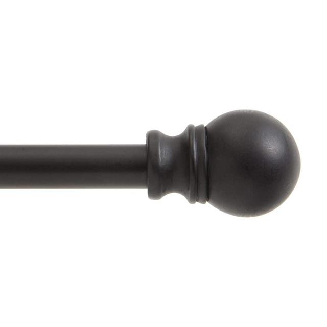 Kenney Davenport 1/2" Petite Café Decorative Window Curtain Rod, 28-48", Matte Black