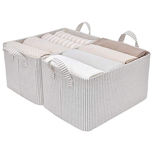 StorageWorks Storage Bins for Shelves with Metal Frame, Fabric Storage Bins, Large, Mixing of Nature & Gray, 2-Pack