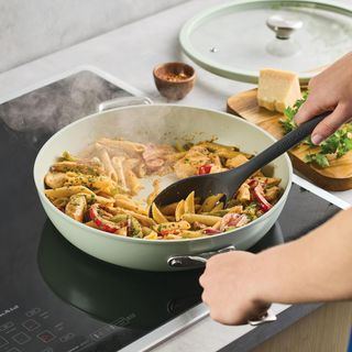 Halo Ceramic with LaserDefense Nonstick Frying Pan with Lid & Helper Handle