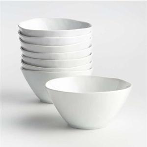 Mercer White Porcelain Cereal Bowls, Set of 8 (Shiny White) | Crate & Barrel