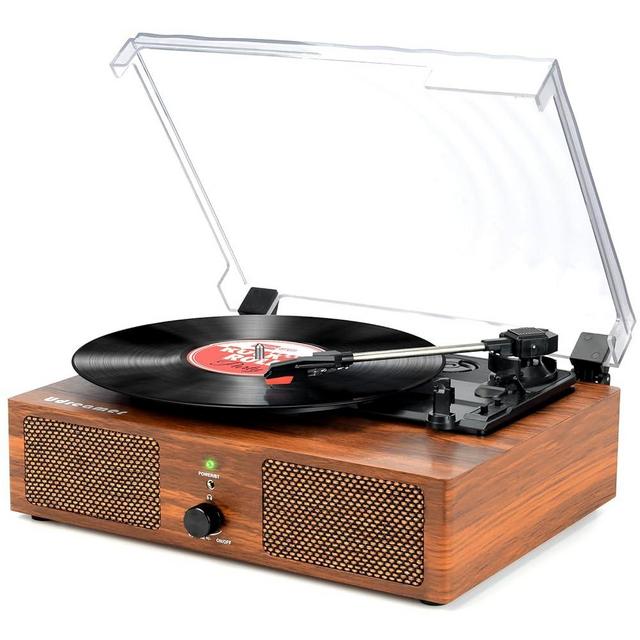 Vinyl Record Player Turntable with Upgraded Speakers Wireless Vintage Vinyl Player with USB Input, 3 Speed,AUX in,Headphone Jack and RCA Out